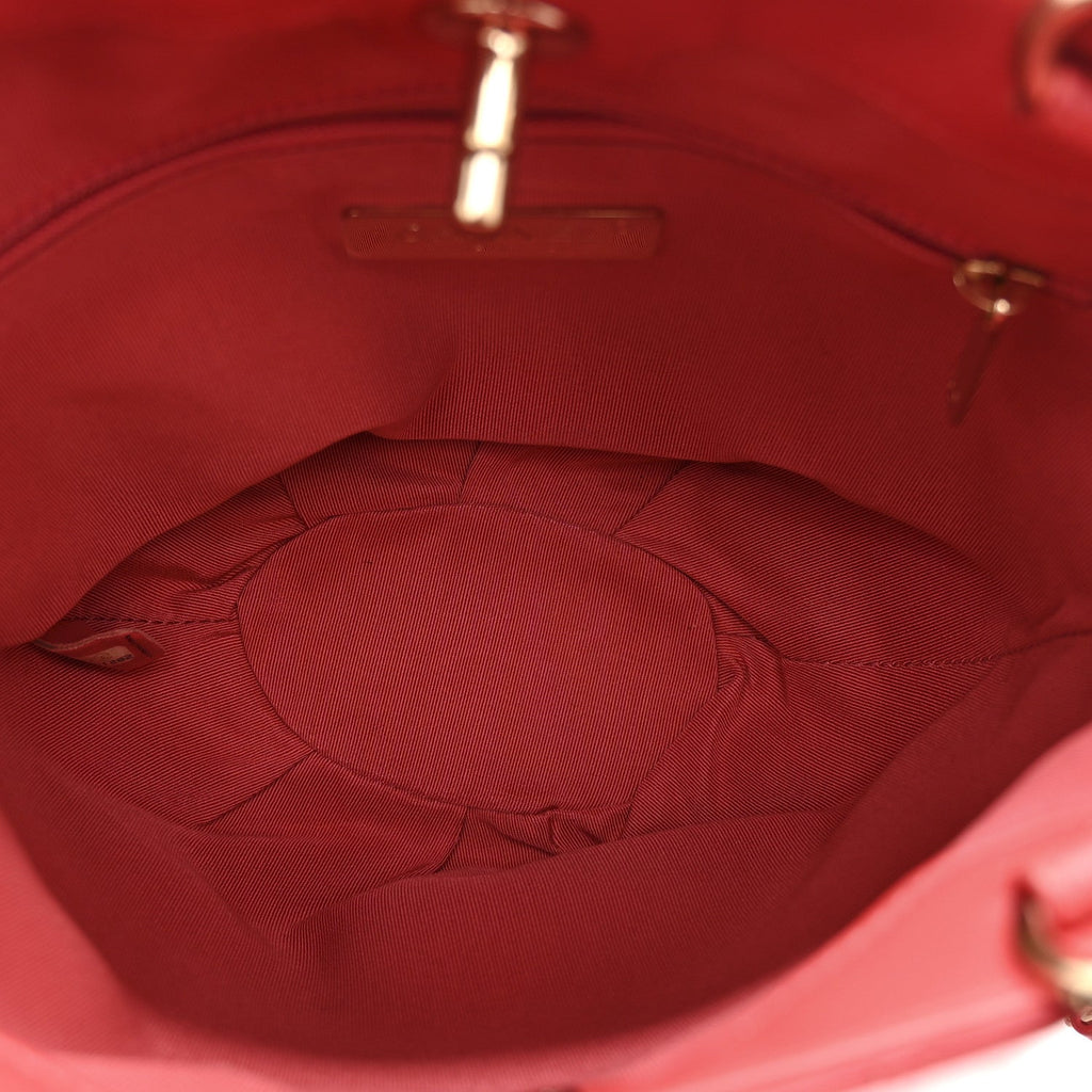 Calfskin Stitched Chain Bucket Bag Coral