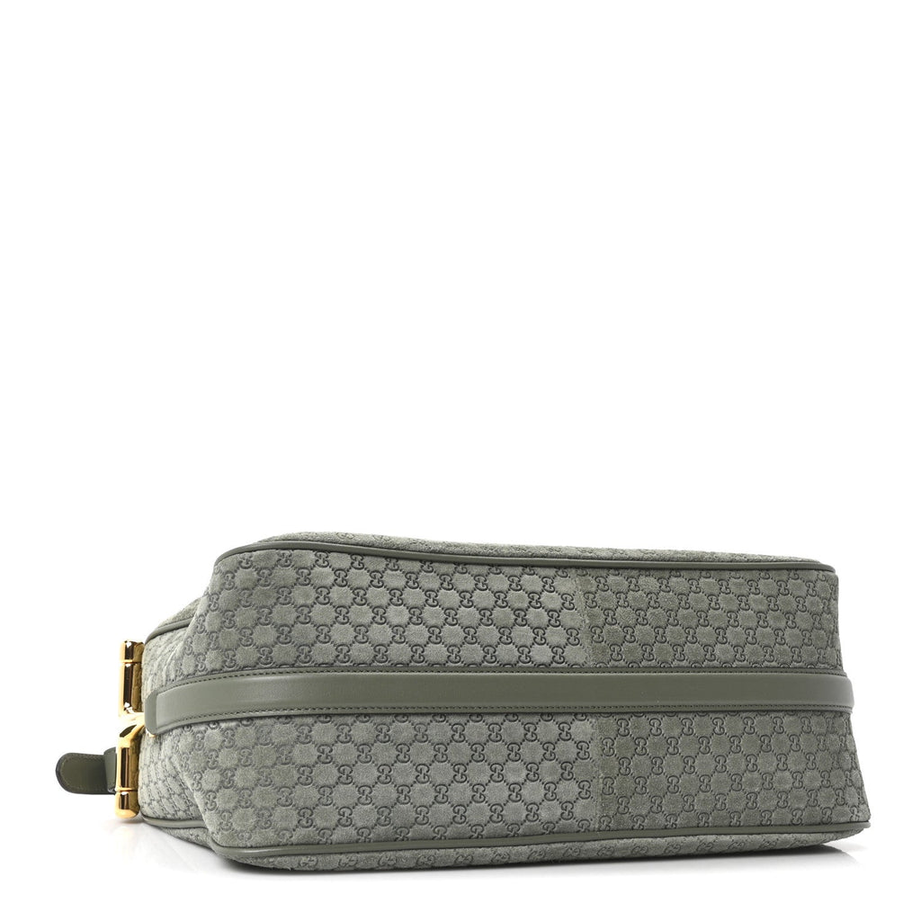 Suede GG Monogram Half Horsebit Medium Shoulder Bag Sage