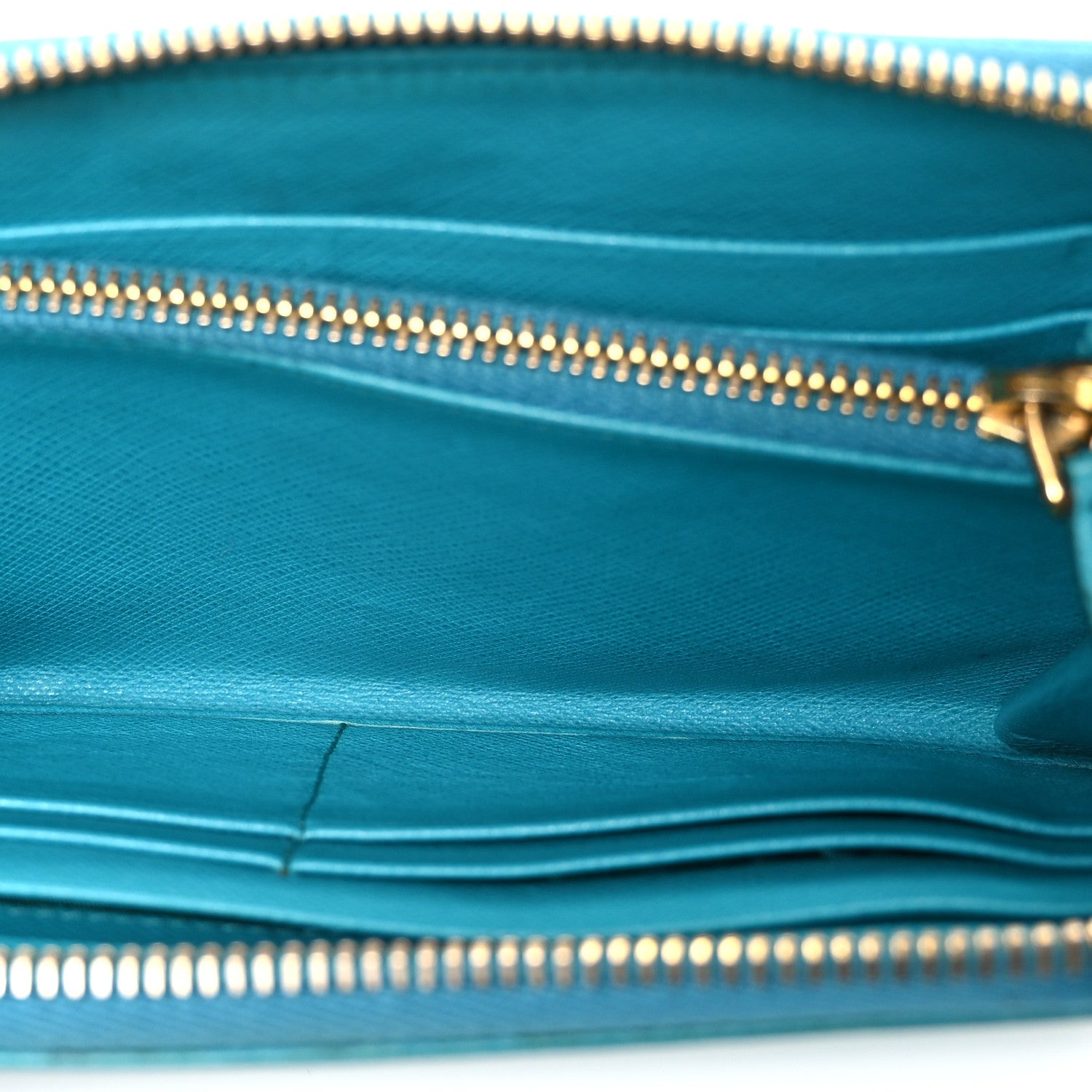 Saffiano Metal Zip Around Wallet Blue