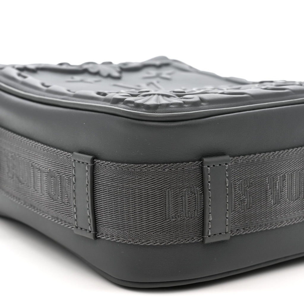 Calfskin Monogram Embossed Cruiser Messenger Dark Shadow Gray