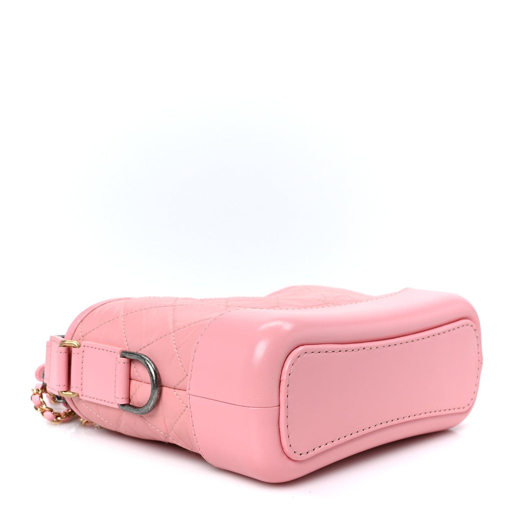 Aged Calfskin Quilted Small Gabrielle Hobo Pink