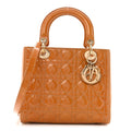 Patent Cannage Medium Lady Dior Dark Beige