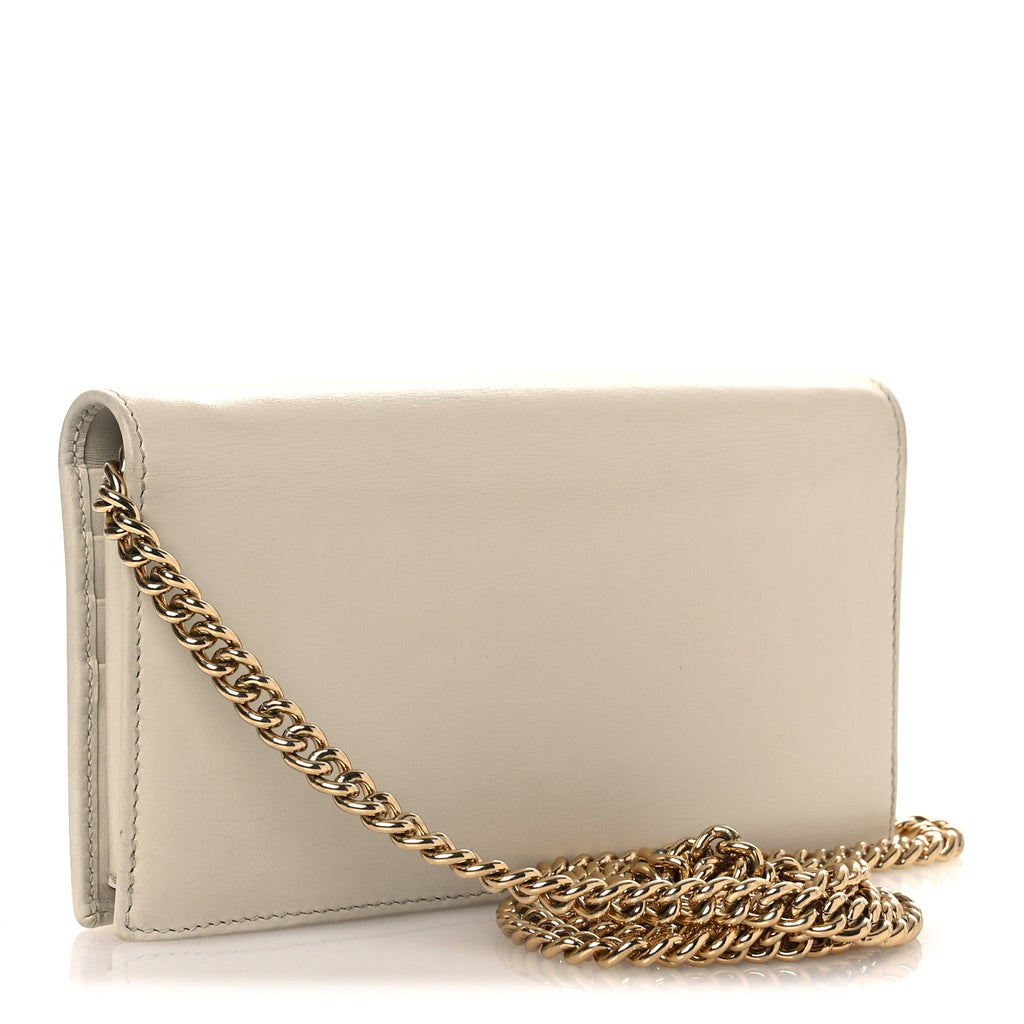Boarded Plutone Calfskin Horsebit 1955 Wallet On Chain Mystic White
