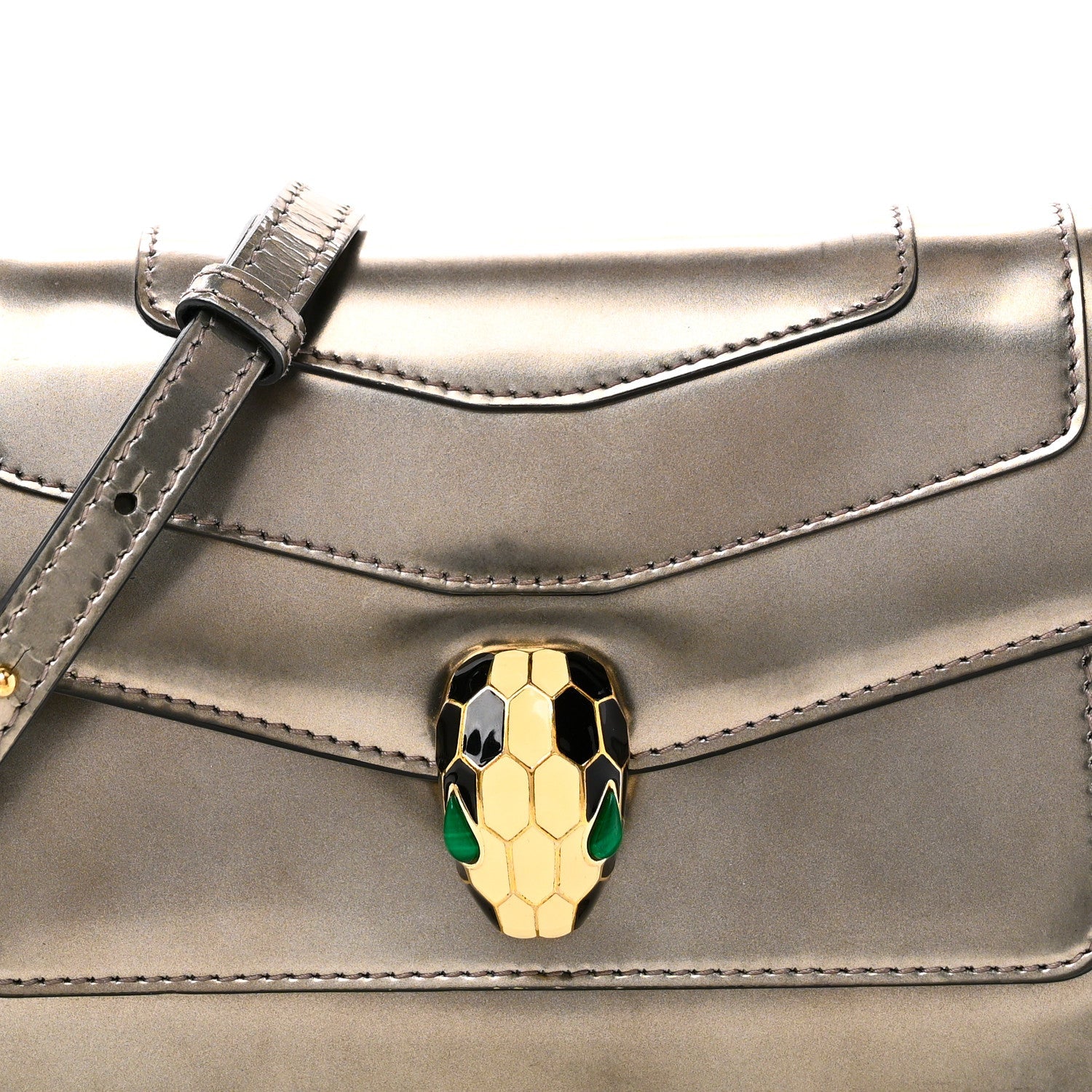 Metallic Serpenti Forever Small Shoulder Bag Silver