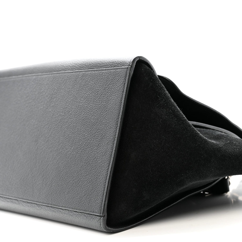 Drummed Calfskin Suede Medium Trapeze Black