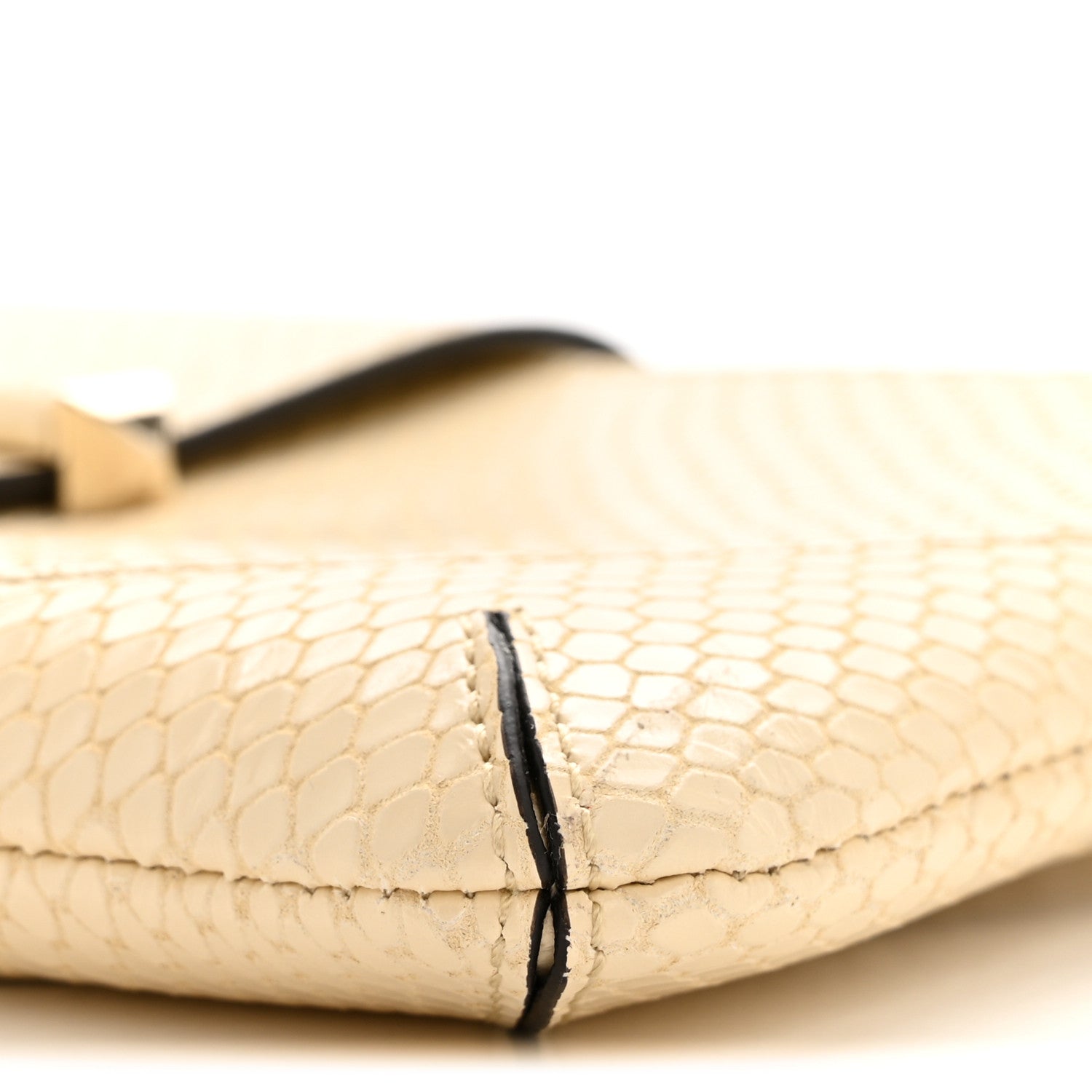 Elaphe Snakeskin Printed Bar Slim Clutch Buttermilk