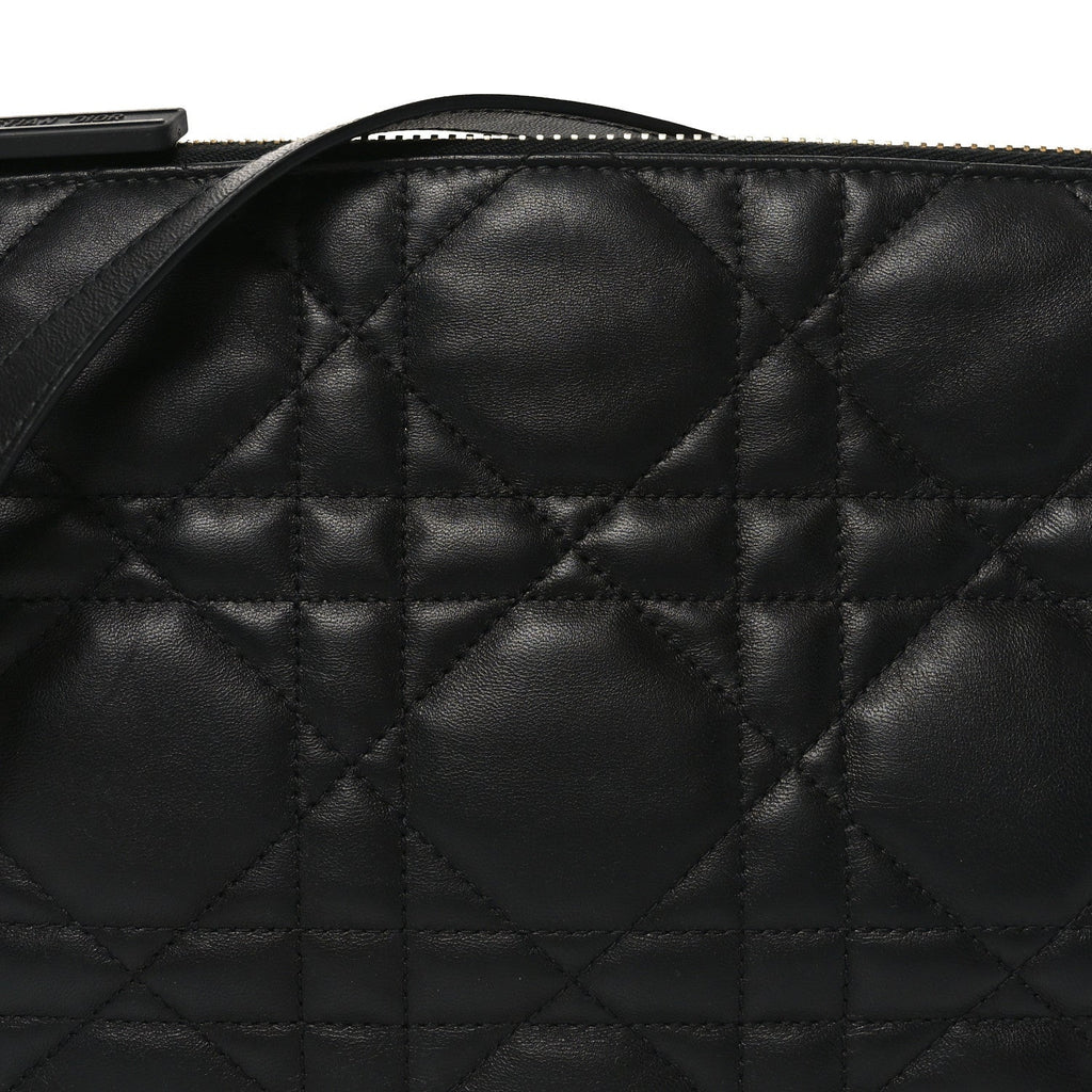 Lambskin Cannage Medium Dior Vibe Hobo Bag Black