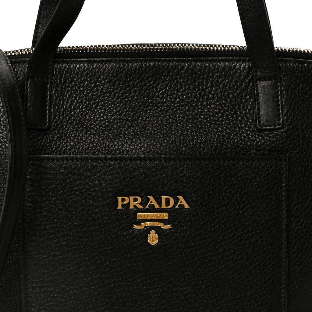 Vitello Daino Pocket Small Tote Black
