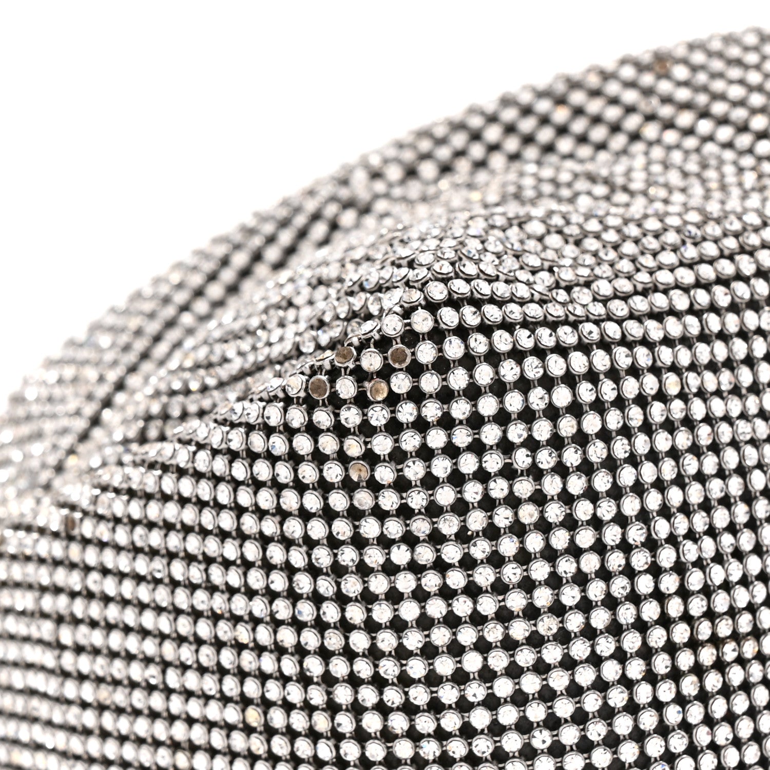 Mesh Crystal Rhinestone Mini Scrunchie Clutch Black Silver