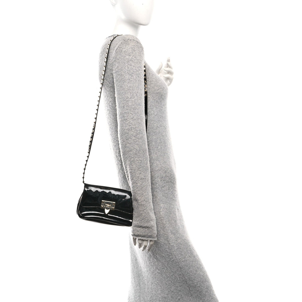 Patent Rockstud Flip Lock Flap Black