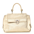 Metallic Grained Calfskin Medium Sofia Satchel Gold