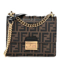 Vitello Liberty Bi-Color FF 1974 Embossed Small Kan U Shoulder Bag Maya Black
