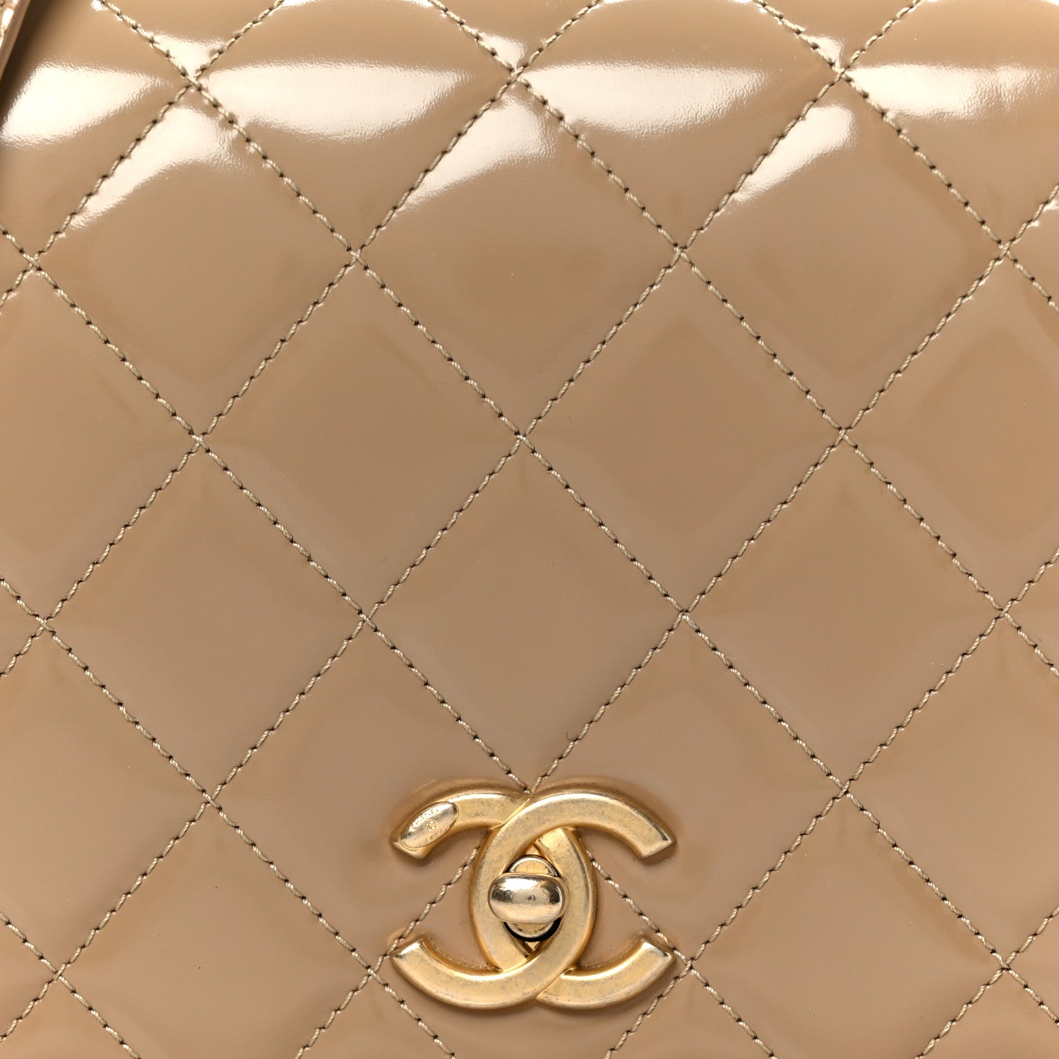 Shiny Calfskin Quilted Suede Goatskin Mini Messenger Beige
