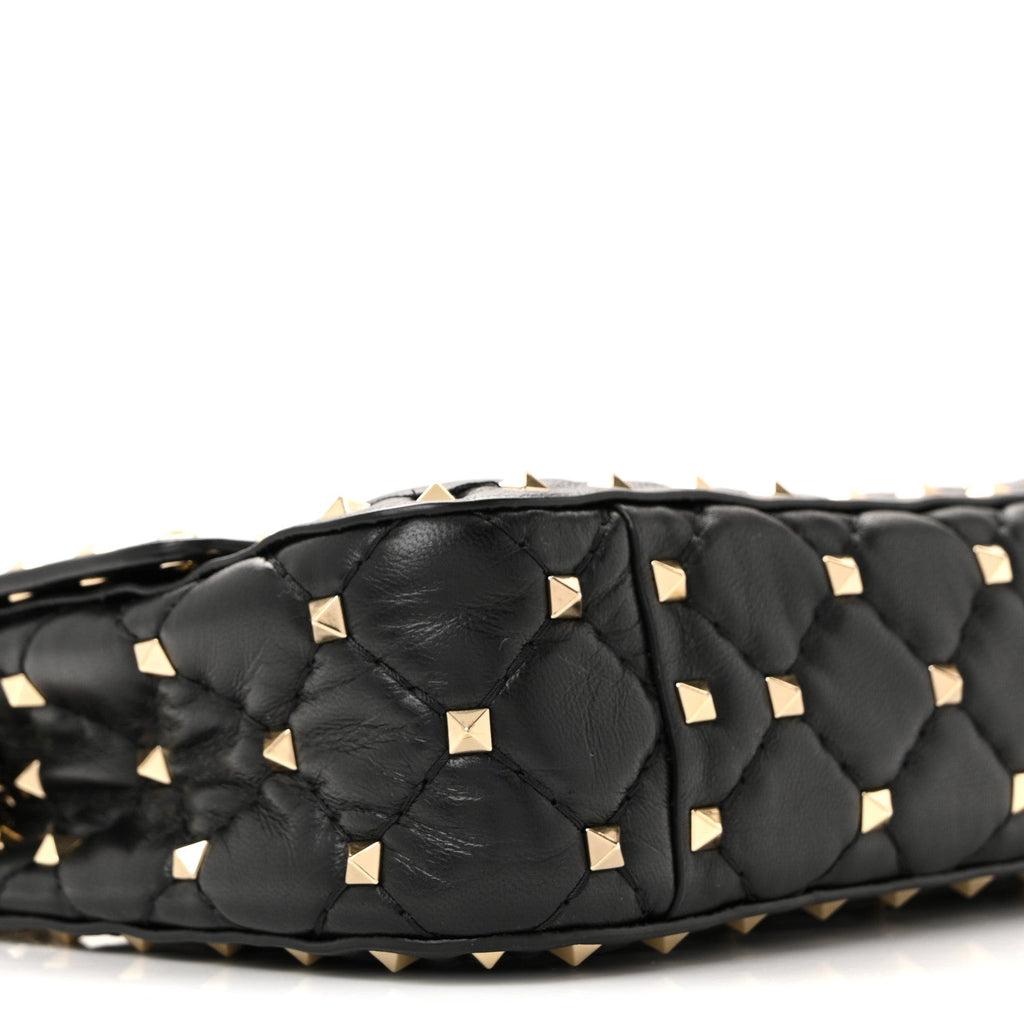 Nappa Small Rockstud Spike Shoulder Bag Black