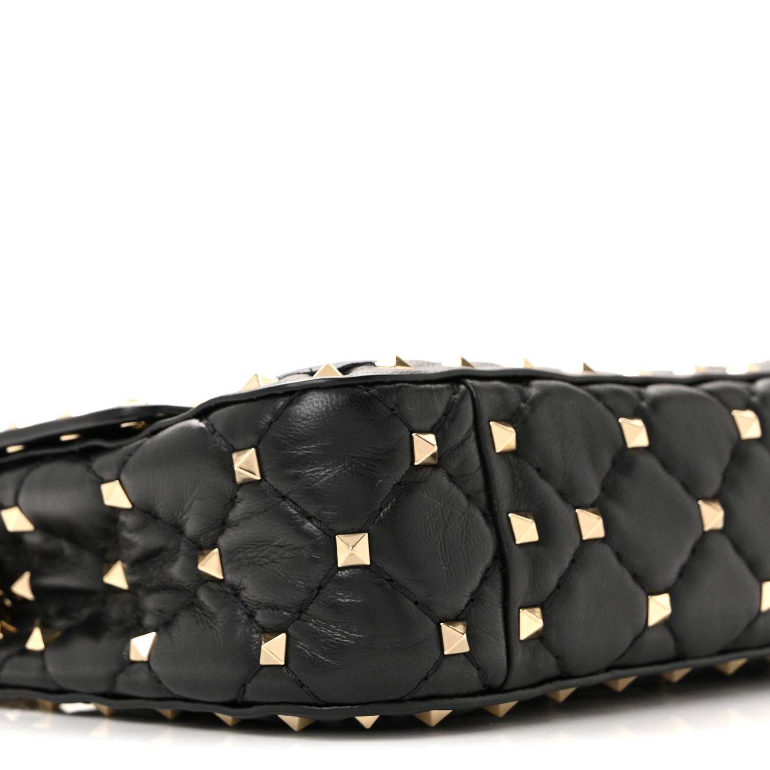Nappa Small Rockstud Spike Shoulder Bag Black