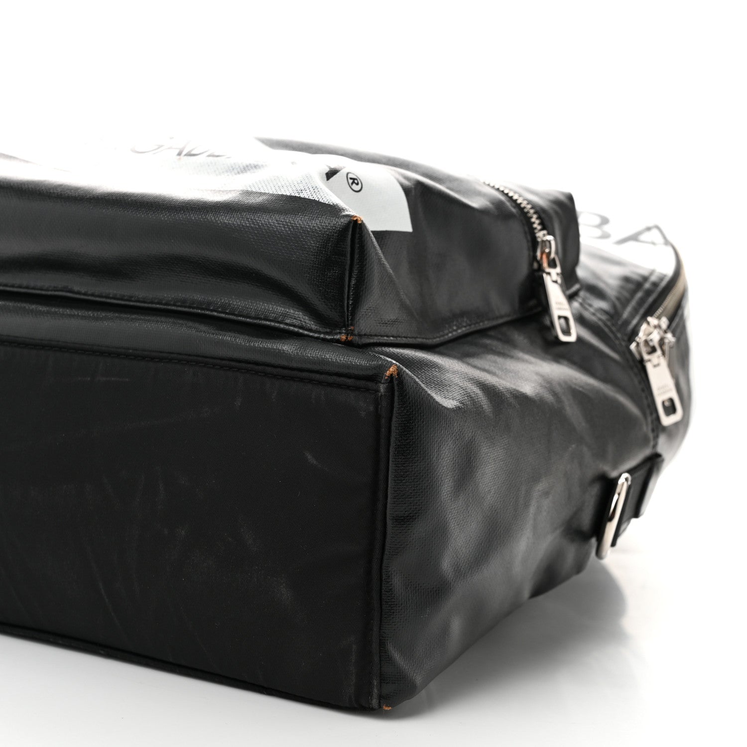 Calfskin Coated Canvas Vulcano Backpack Black