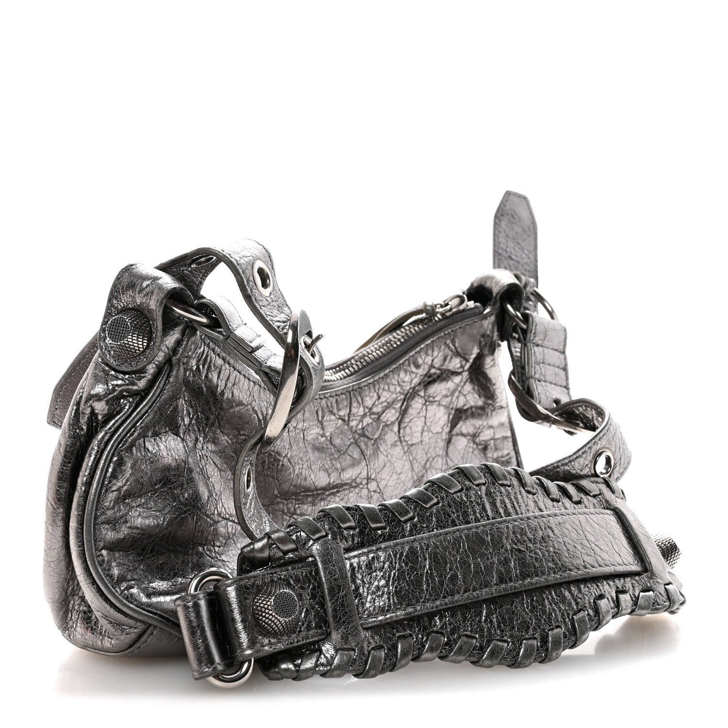 Metallic Agneau Arena Le Cagole Shoulder Bag XS Silver