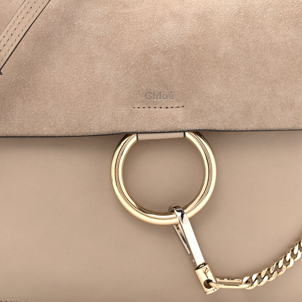 Calfskin Suede Medium Faye Shoulder Bag Motty Grey