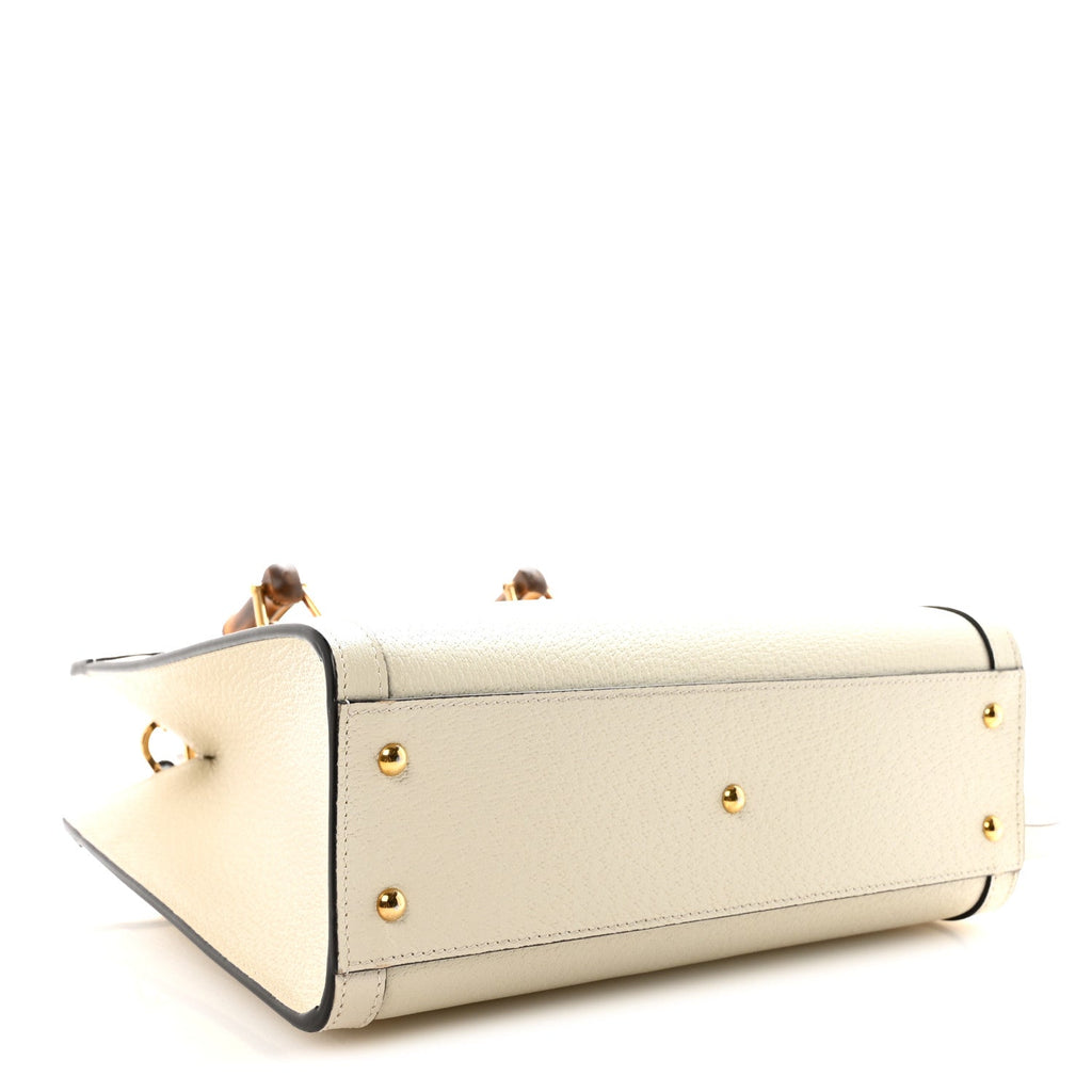 Wonka Grain Calfskin Small Diana Tote Bag Mystic White