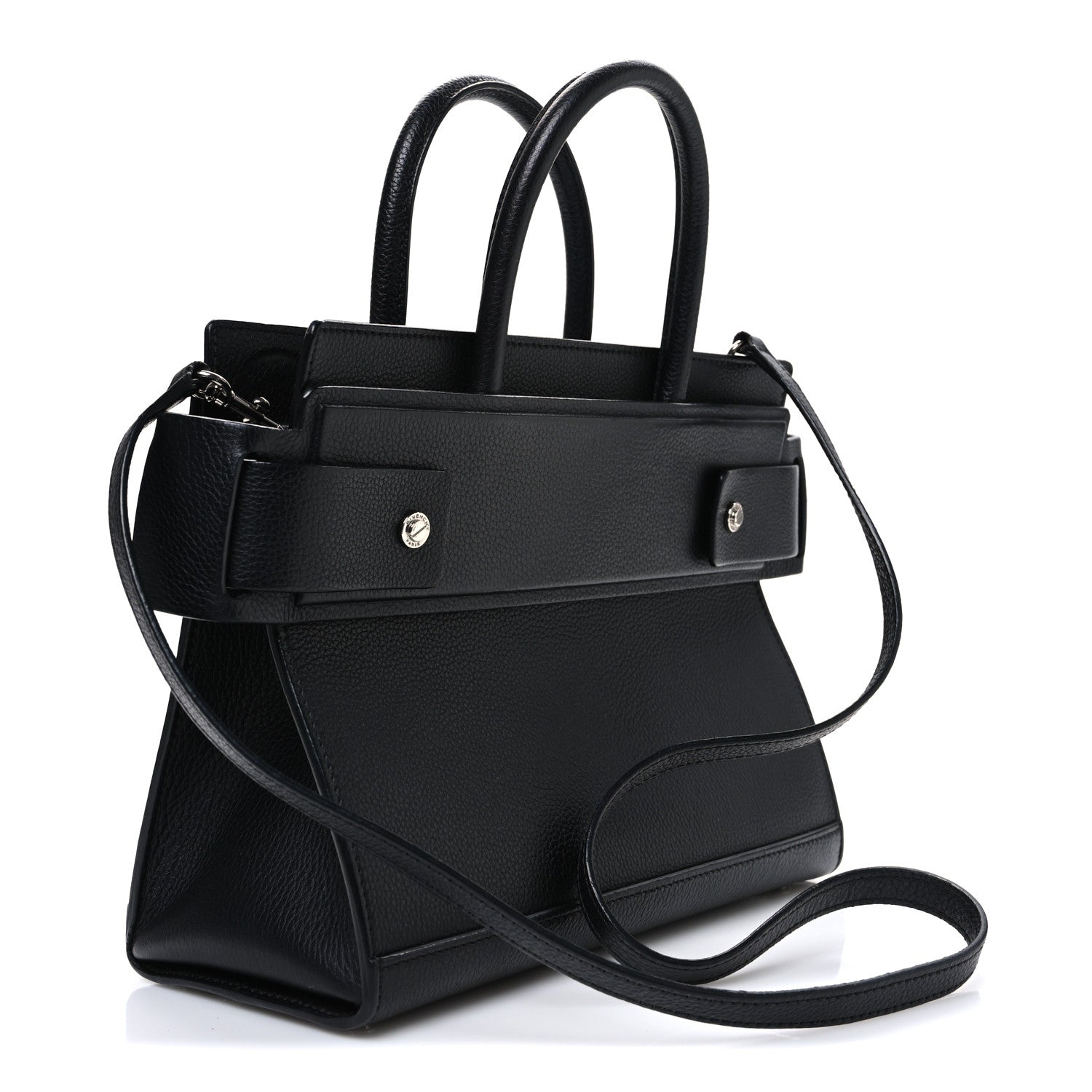 Grained Calfskin Small Horizon Satchel Black