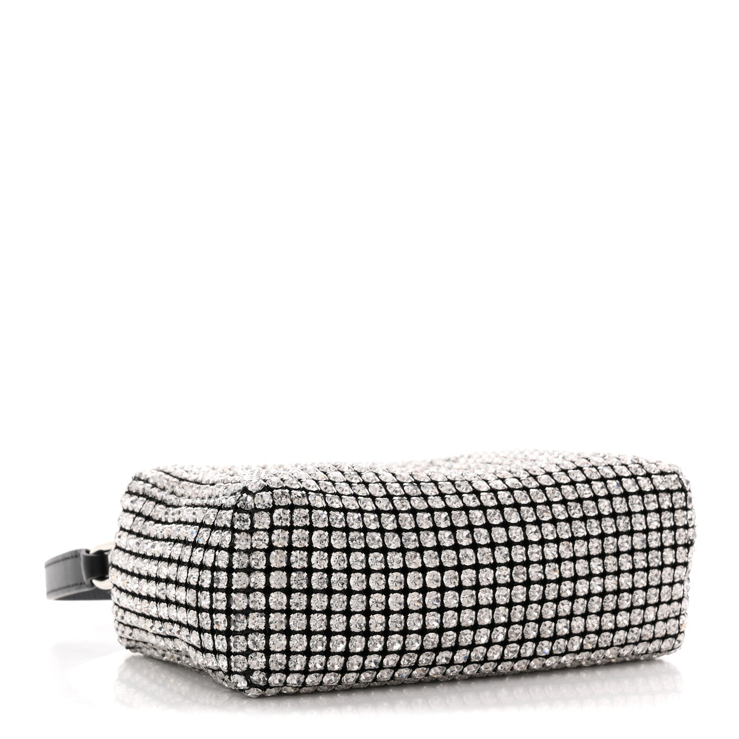 Mesh Crystal Rhinestone Mini Heiress Pouch Black Silver