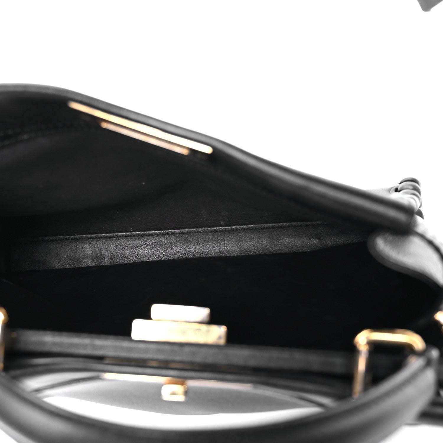 Vitello Seta Lace Up Medium Peekaboo Iconic Satchel Black