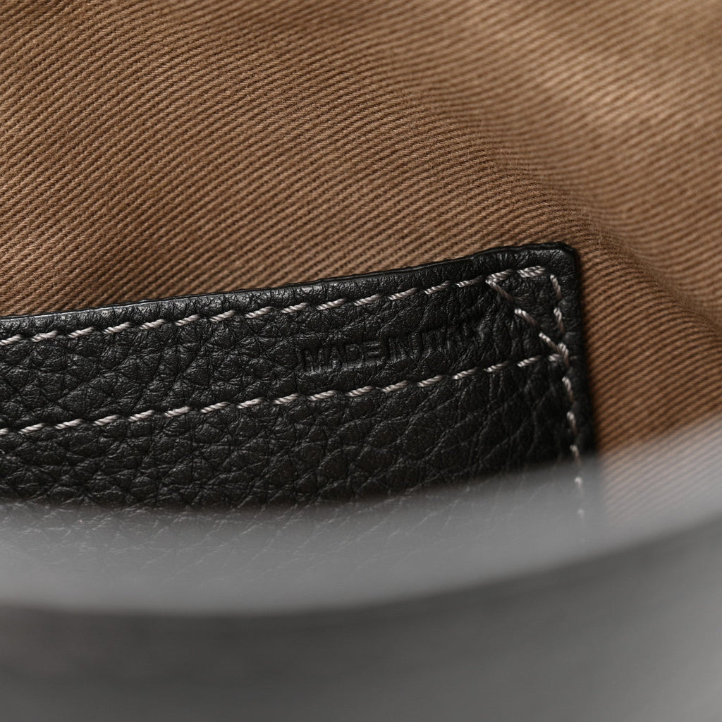 Grained Calfskin Medium Marcie Saddle Bag Black
