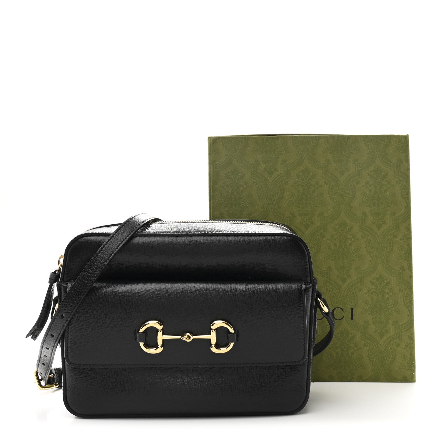 Textured Calfskin Small Horsebit 1955 Shoulder Bag Black