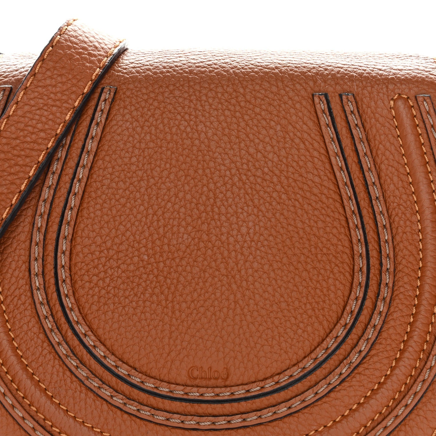 Grained Calfskin Small Marcie Saddle Bag Tan
