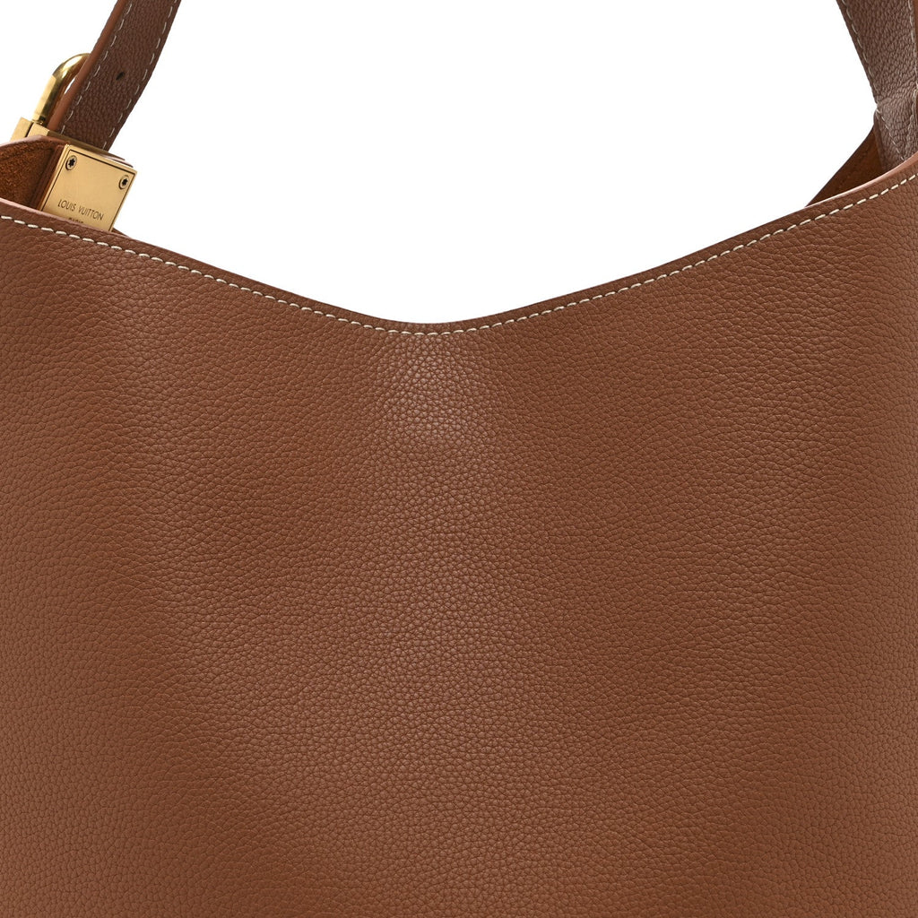 Grained Calfskin Low Key Hobo MM Cognac
