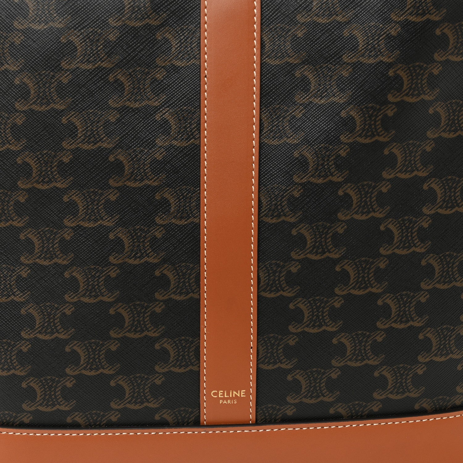 Triomphe Canvas Calfskin Small Cabas Bag Tan