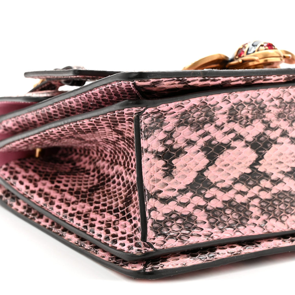Snakeskin Sylvie Web Small Queen Margaret Top Handle Bag Pink
