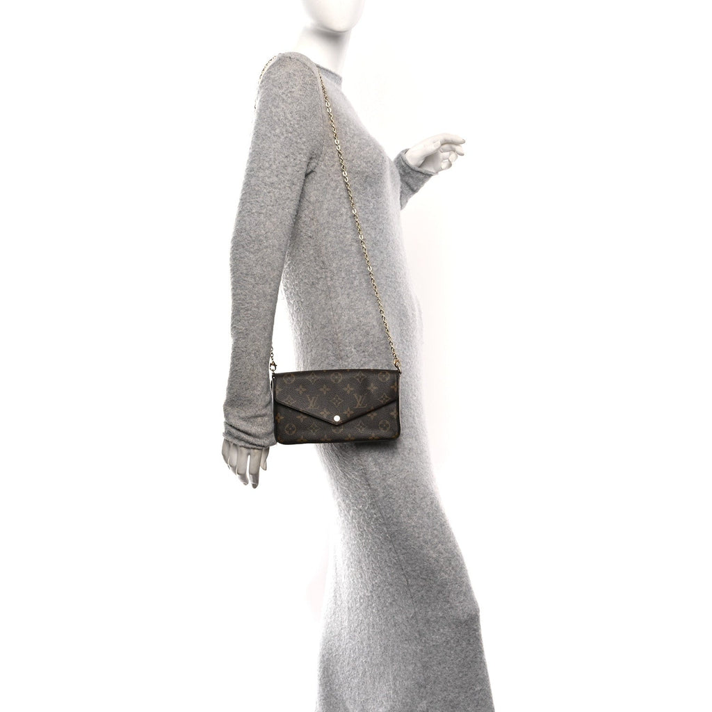 Monogram Pochette Felicie Chain Wallet Fuchsia