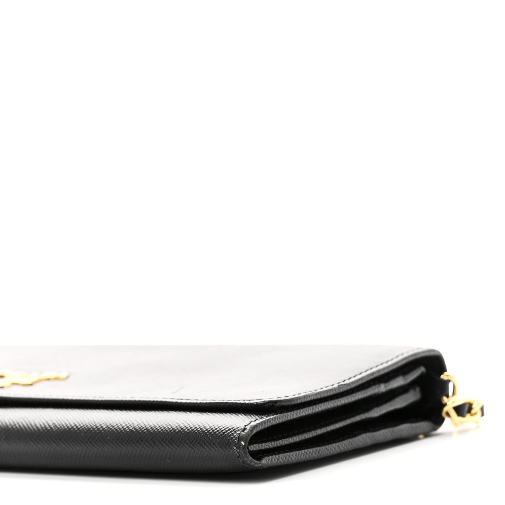Saffiano Metal Oro Chain Wallet Black