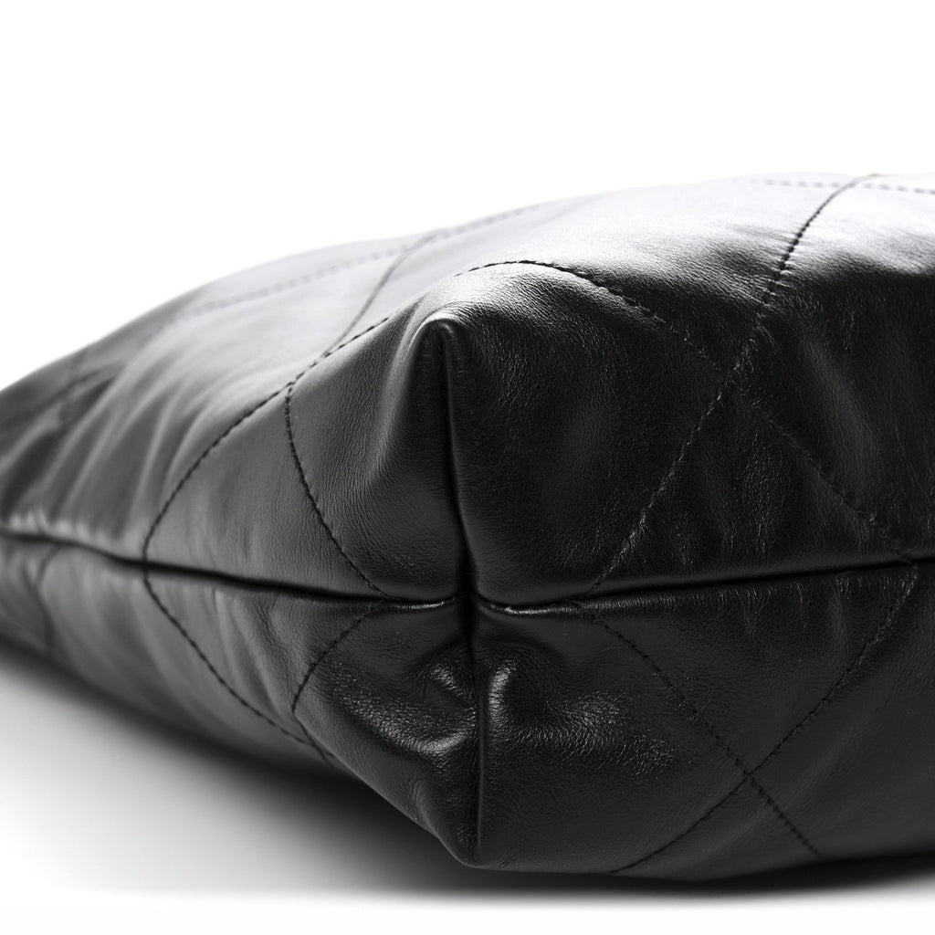 Shiny Calfskin Quilted Small Chanel 22 Black