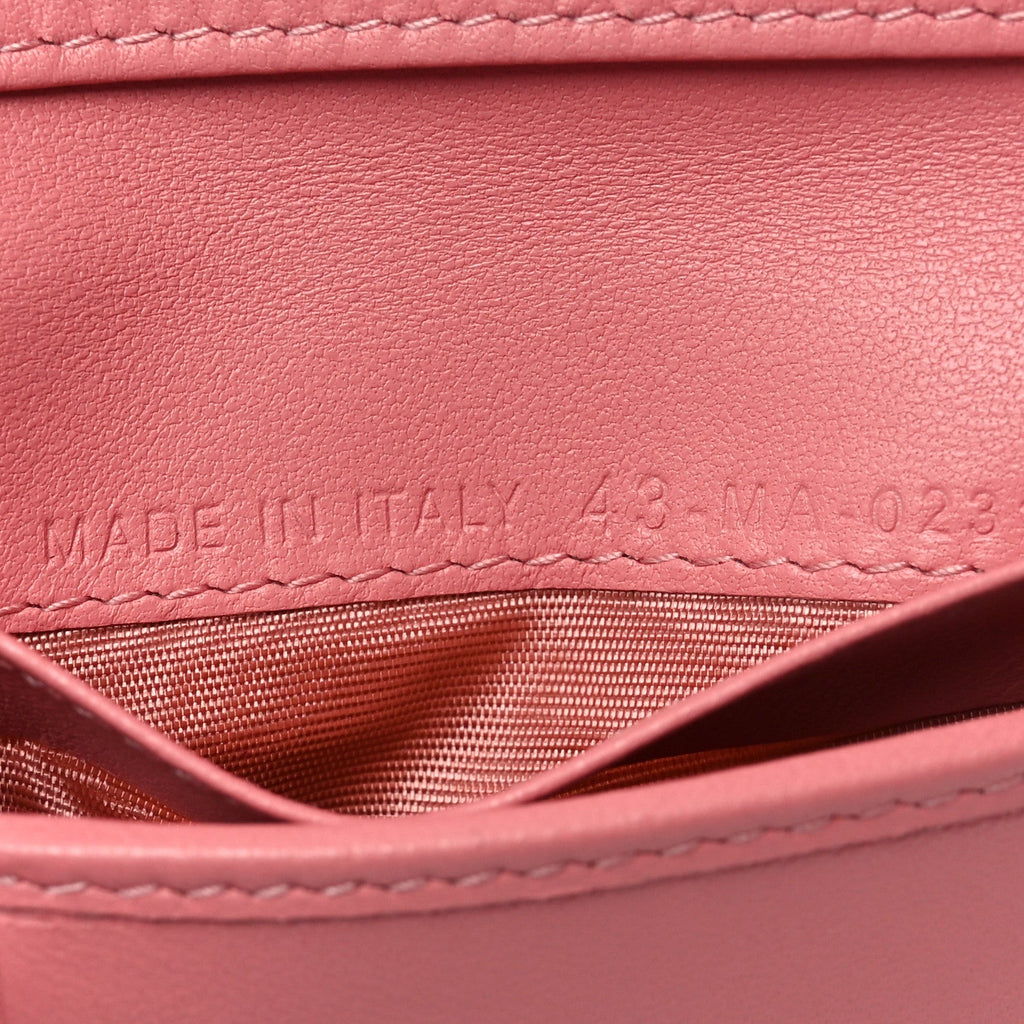Grained Calfskin Supple Cannage Caro Compact Zipped Wallet Pink