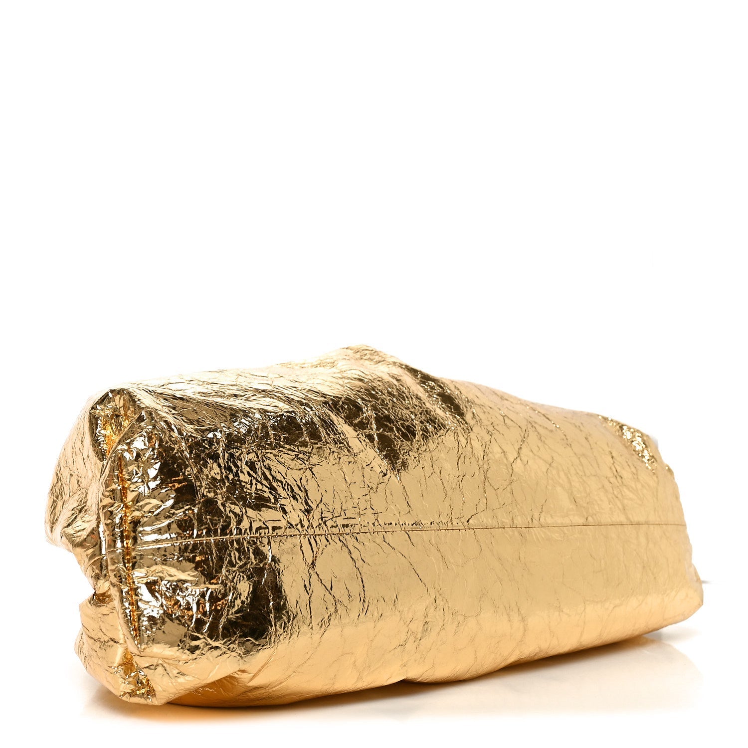 Metallic Crinkled Lambskin The Pouch Oversized Clutch Oro