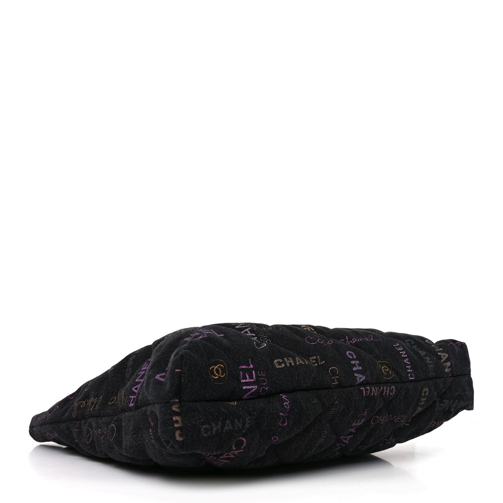 Denim Quilted Denim Mood Maxi Shopping Bag Black Multicolor