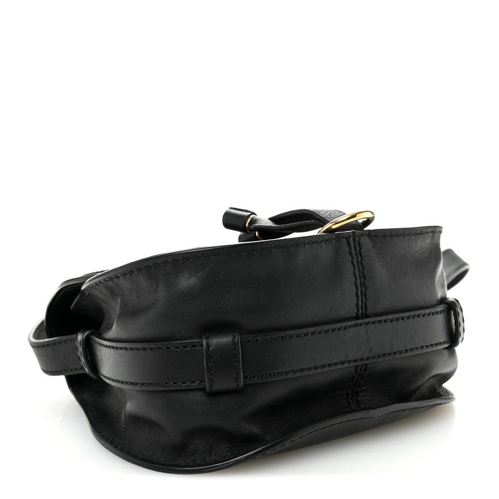 Calfskin Mini Marcie Metal Bar Trim Crossbody Bag Black