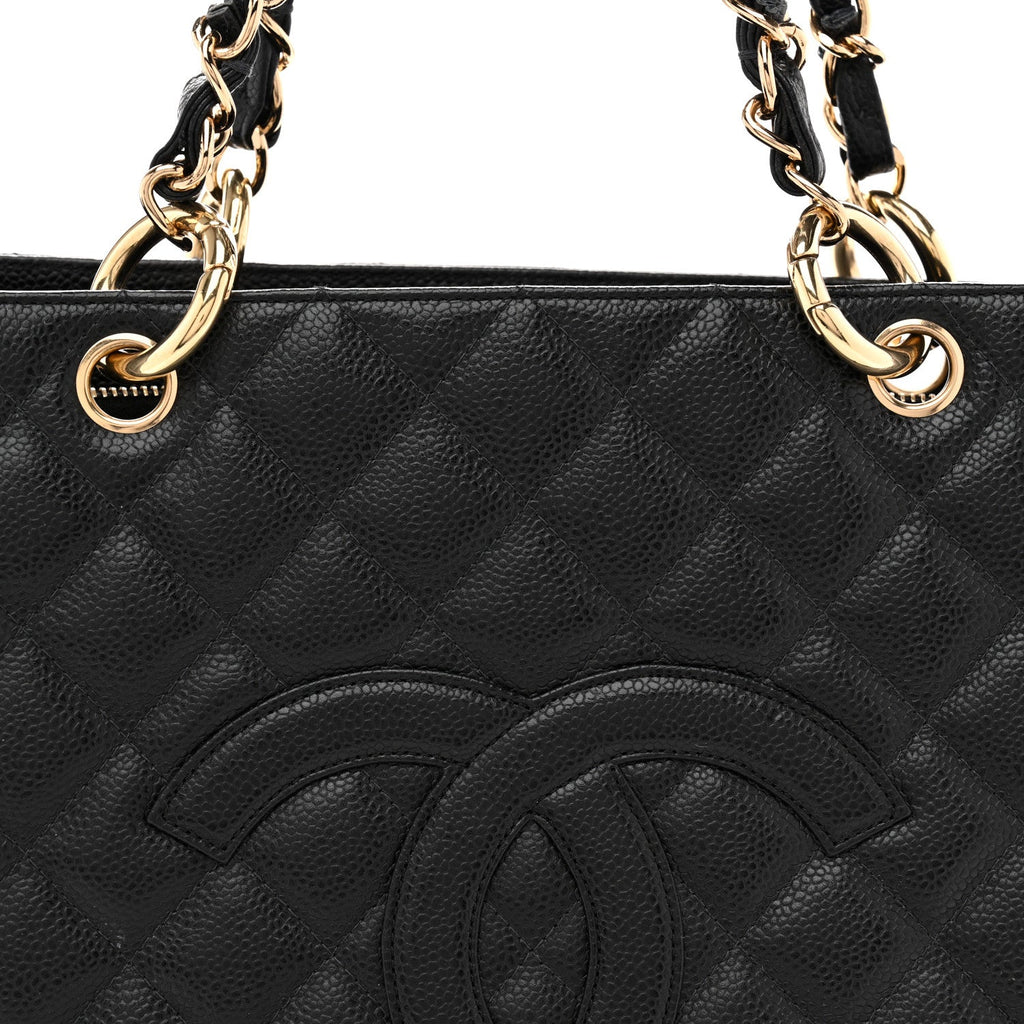 Caviar Quilted Grand Shopping Tote GST Black