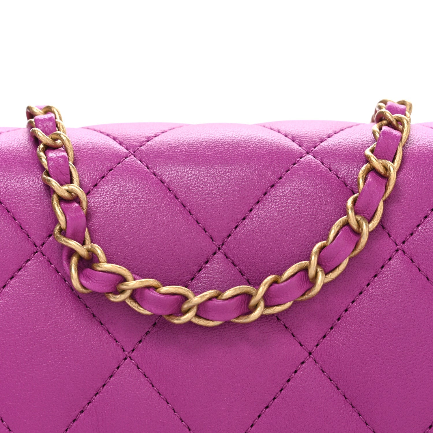 Lambskin Quilted CC Small Dynasty Flap Purple