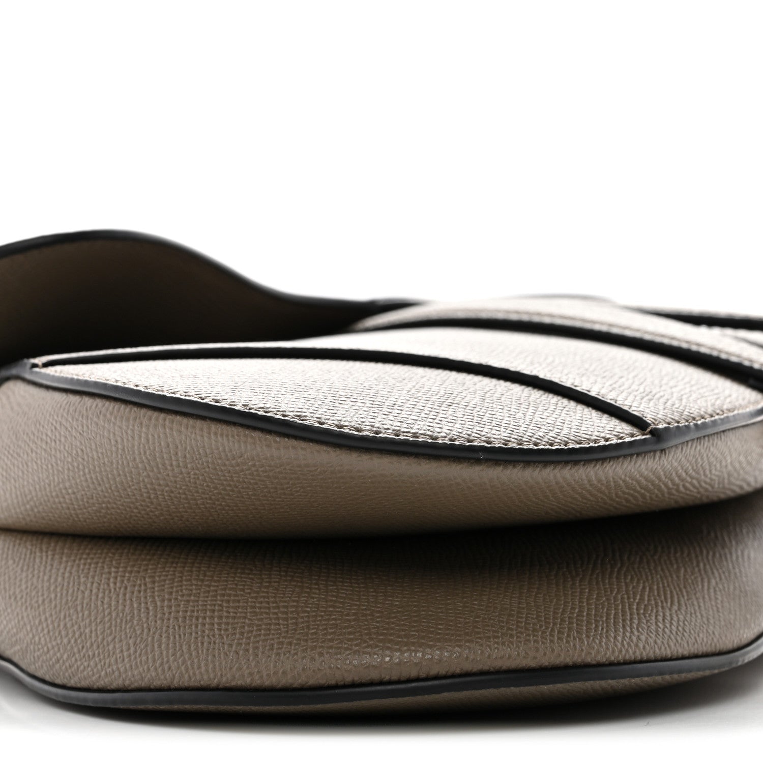 Grained Calfskin Saddle Bag With Strap Clay Green