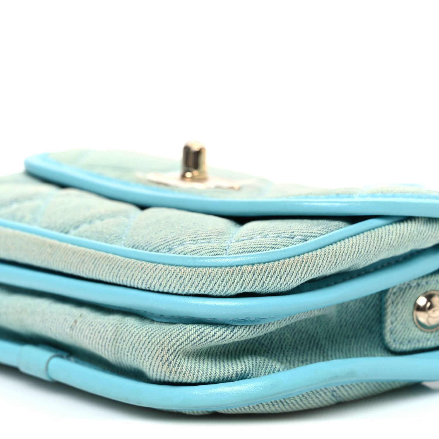 Denim Quilted Small Messenger Flap Neon Blue