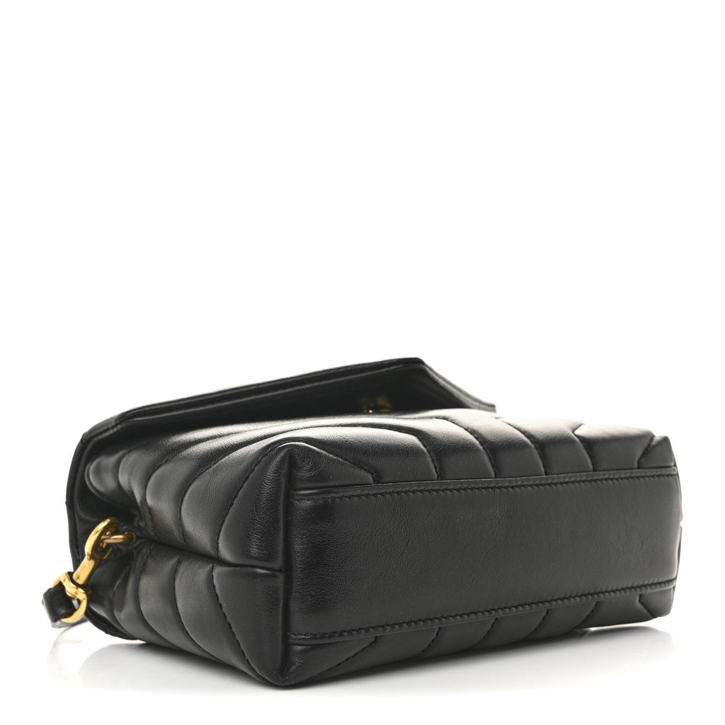 Calfskin Y Quilted Monogram Toy Loulou Crossbody Bag Black