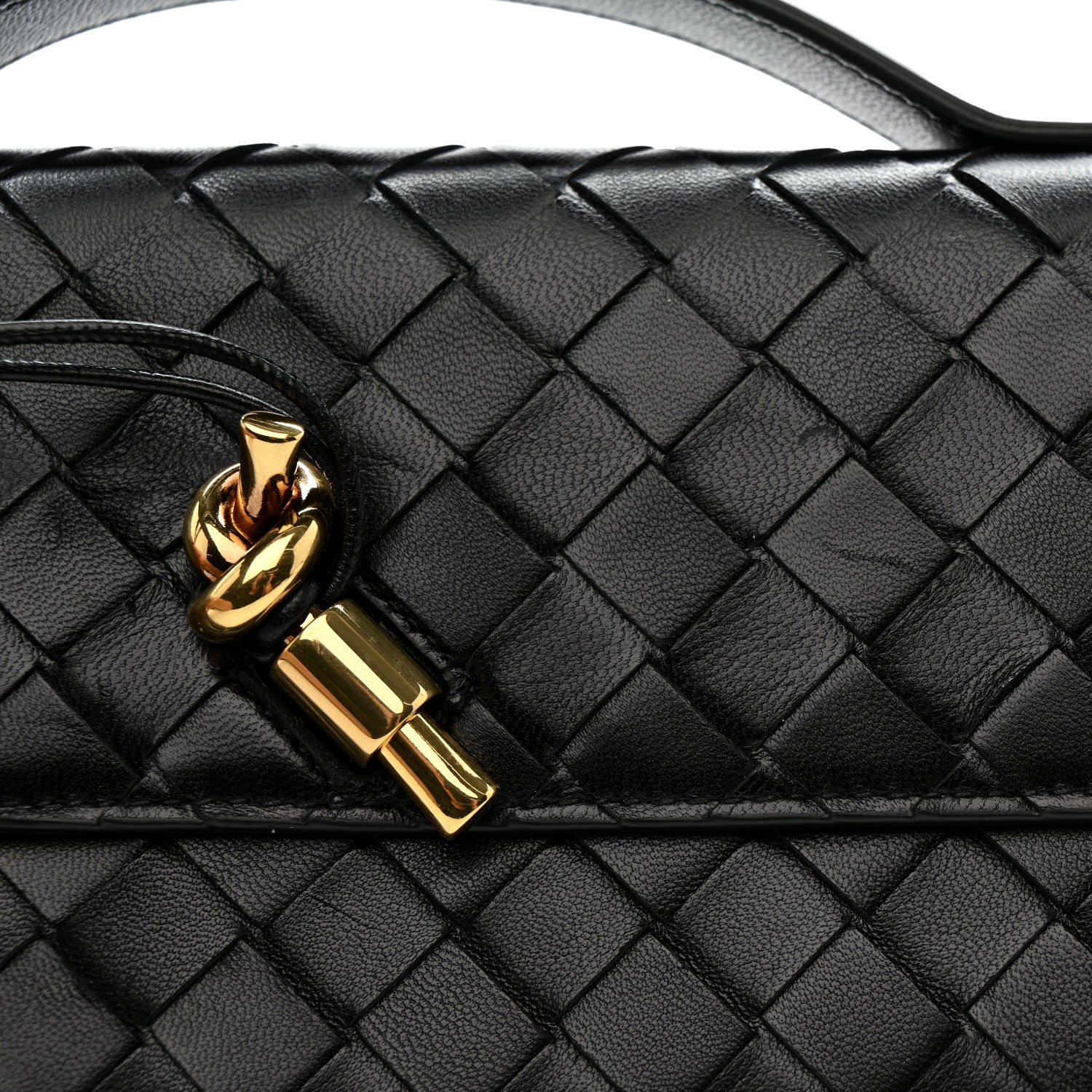 Nappa Intrecciato Long Andiamo Top Handle Clutch Black