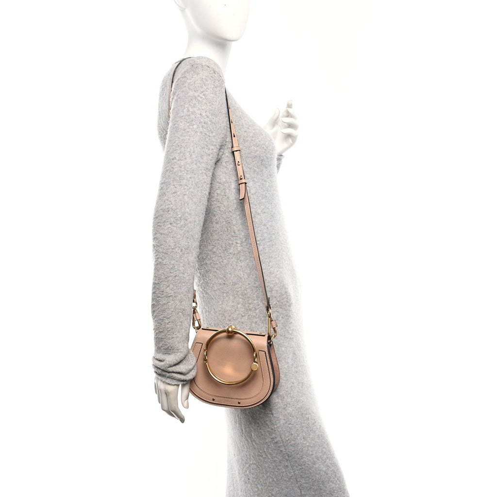 Calfskin Suede Small Nile Bracelet Bag Biscotti Beige