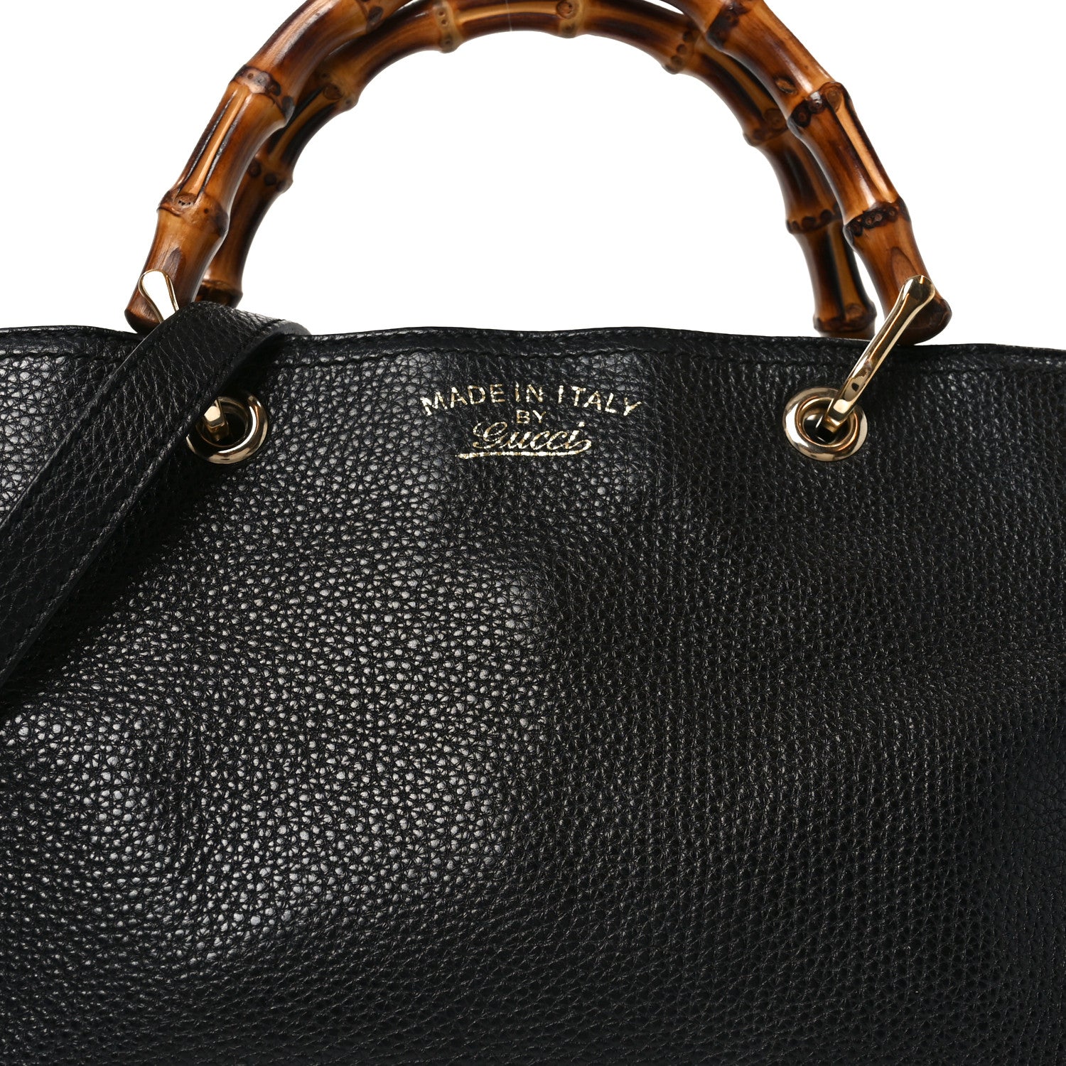 Pebbled Calfskin Medium Bamboo Shopper Tote Black