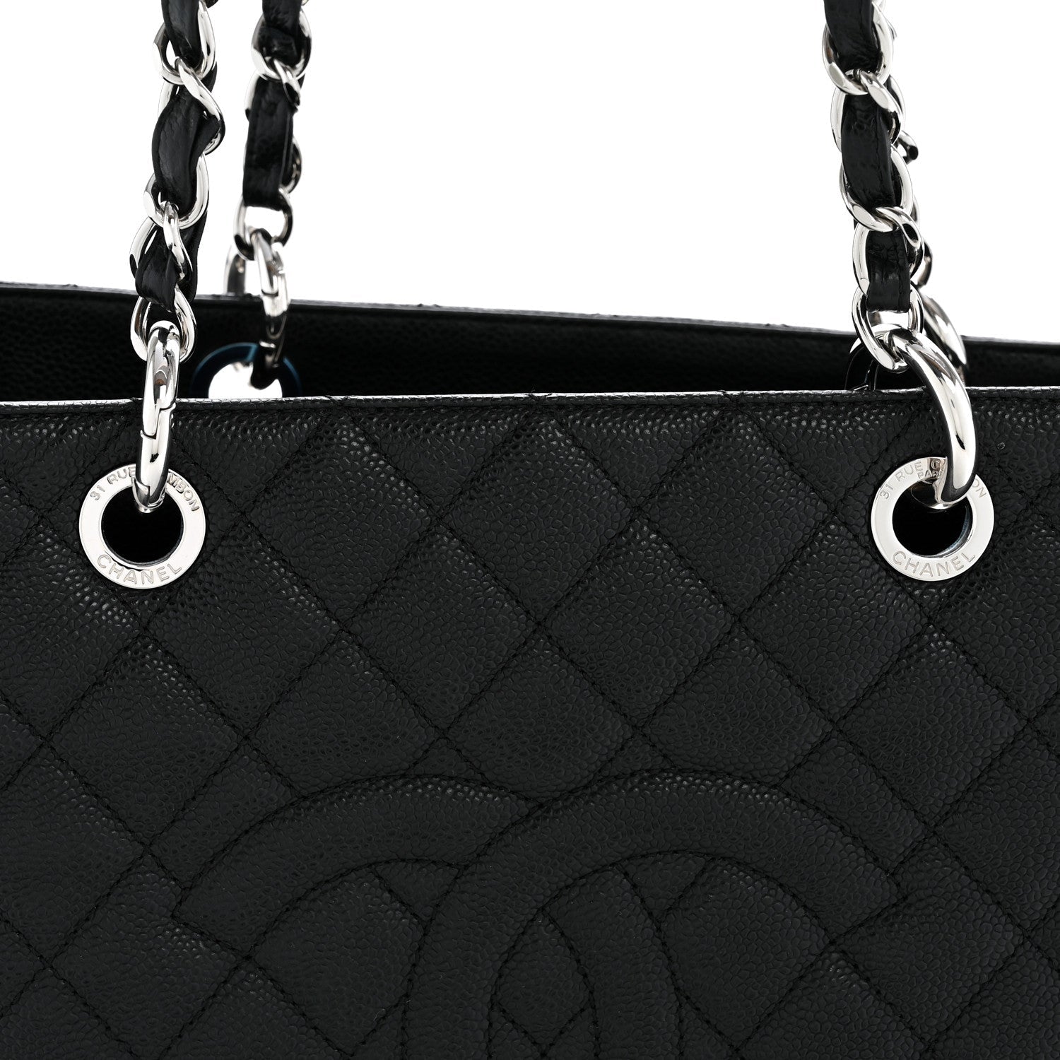 Caviar Quilted Grand Shopping Tote GST Black