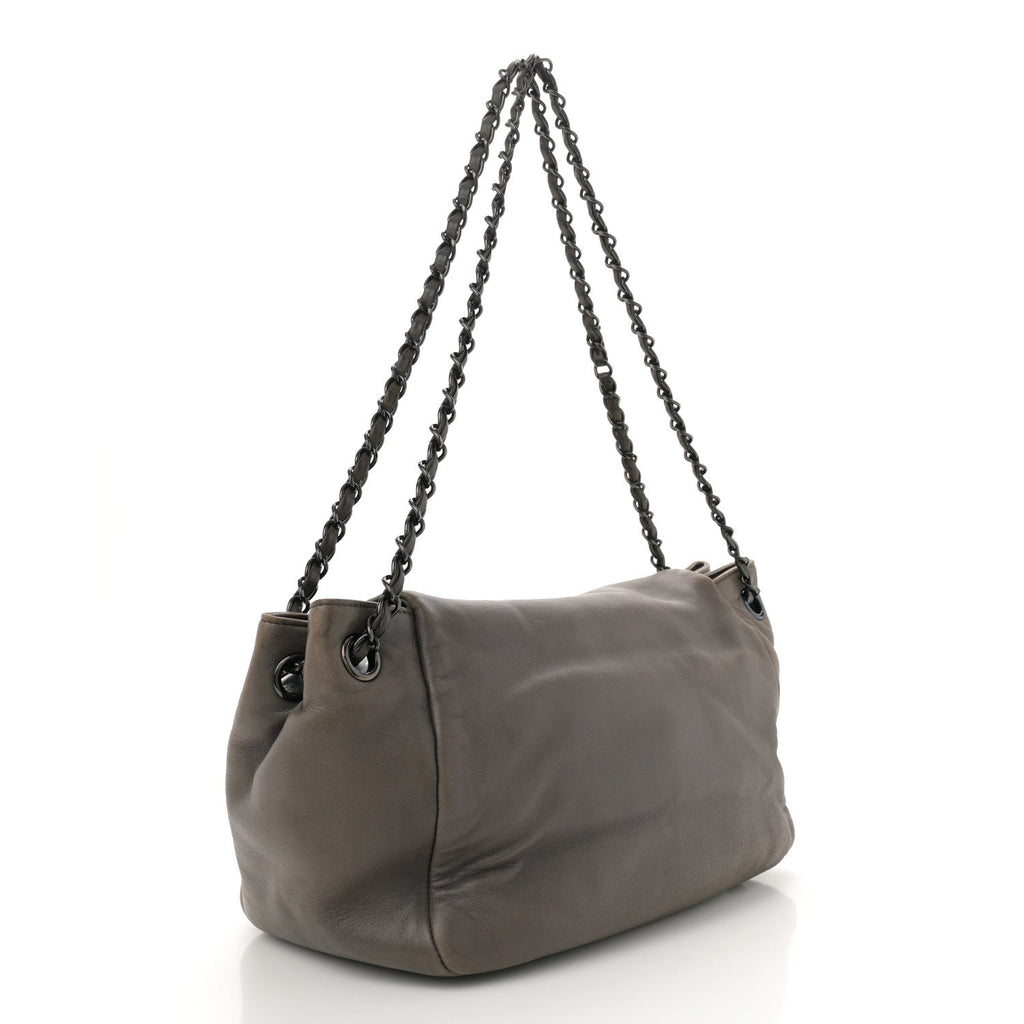 Lambskin Studded Accordion CC Flap Grey