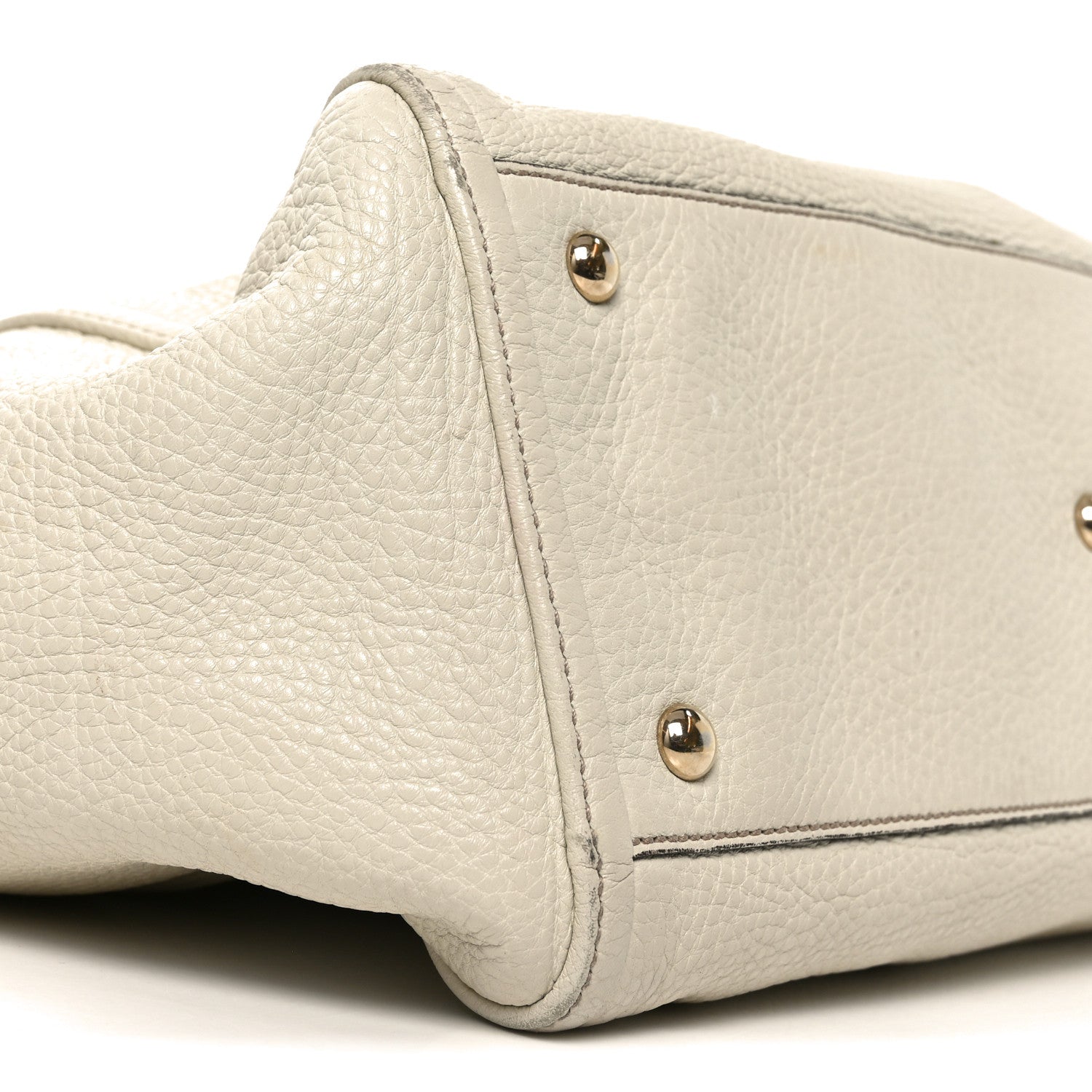 Pebbled Calfskin Medium Soho Shoulder Bag Off White